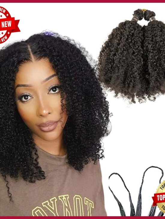 16 Inch Human Hair Crochet Extensions Pre-Looped Afro Kinky Curly 100 Strands main image 6